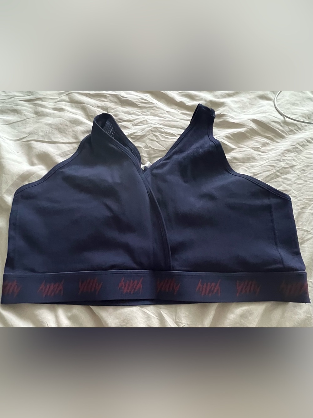 YITTY Navy and Pink Supportive Sports Bra with Branded Band